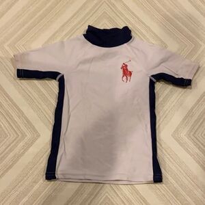 POLO by Ralph Lauren Boys Blue & White Swim Rash-guard Size 4/4T